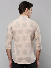 Men Beige Printed Casual Shirt-ZEPHYRPRINTS-2019-Beige