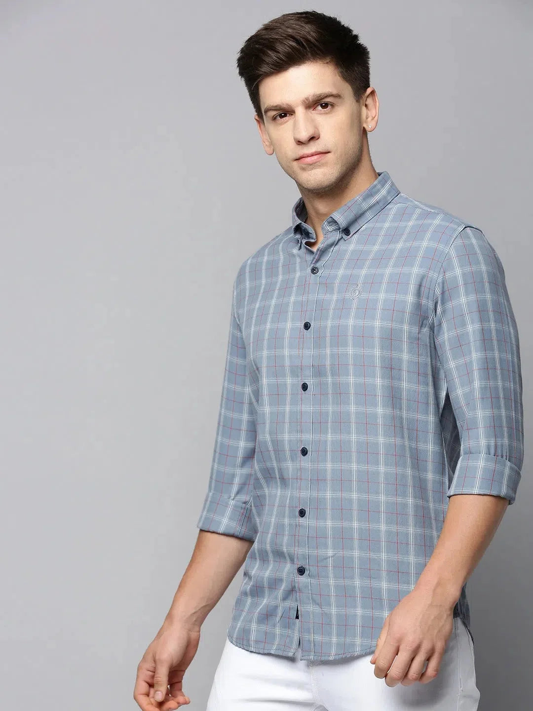 Grey Checked Cotton Mens Shirt - DesiQlo Casual Shirt