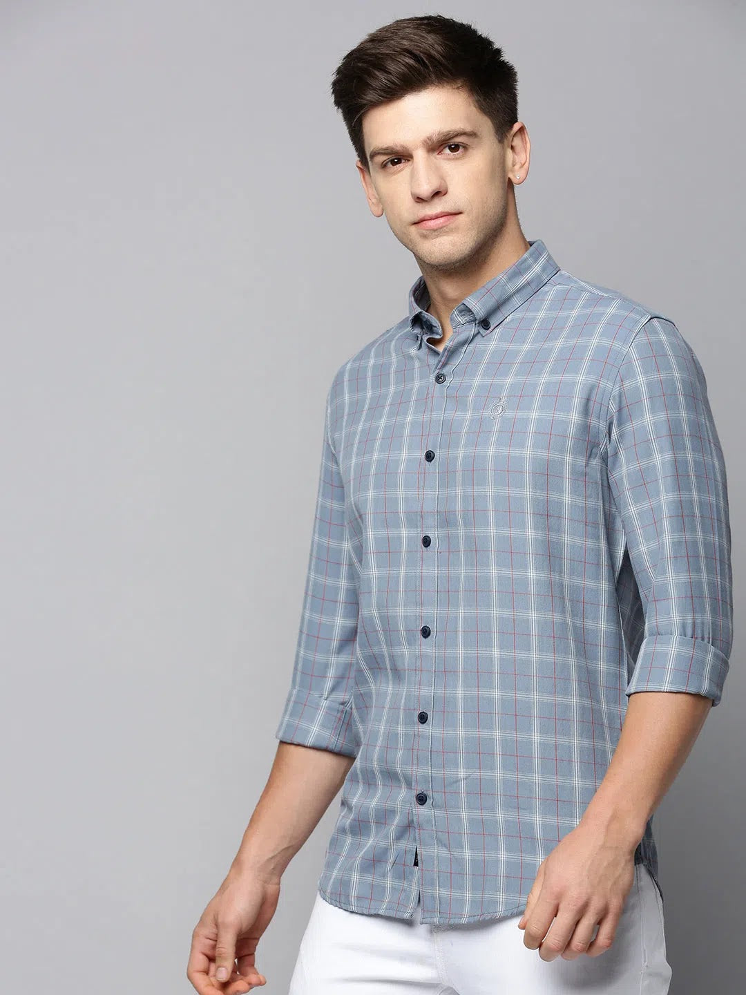 Grey Checked Cotton Mens Shirt - DesiQlo Casual Shirt