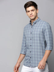 Men Grey Checked Casual Shirt-AVACHECKS-5025-Grey