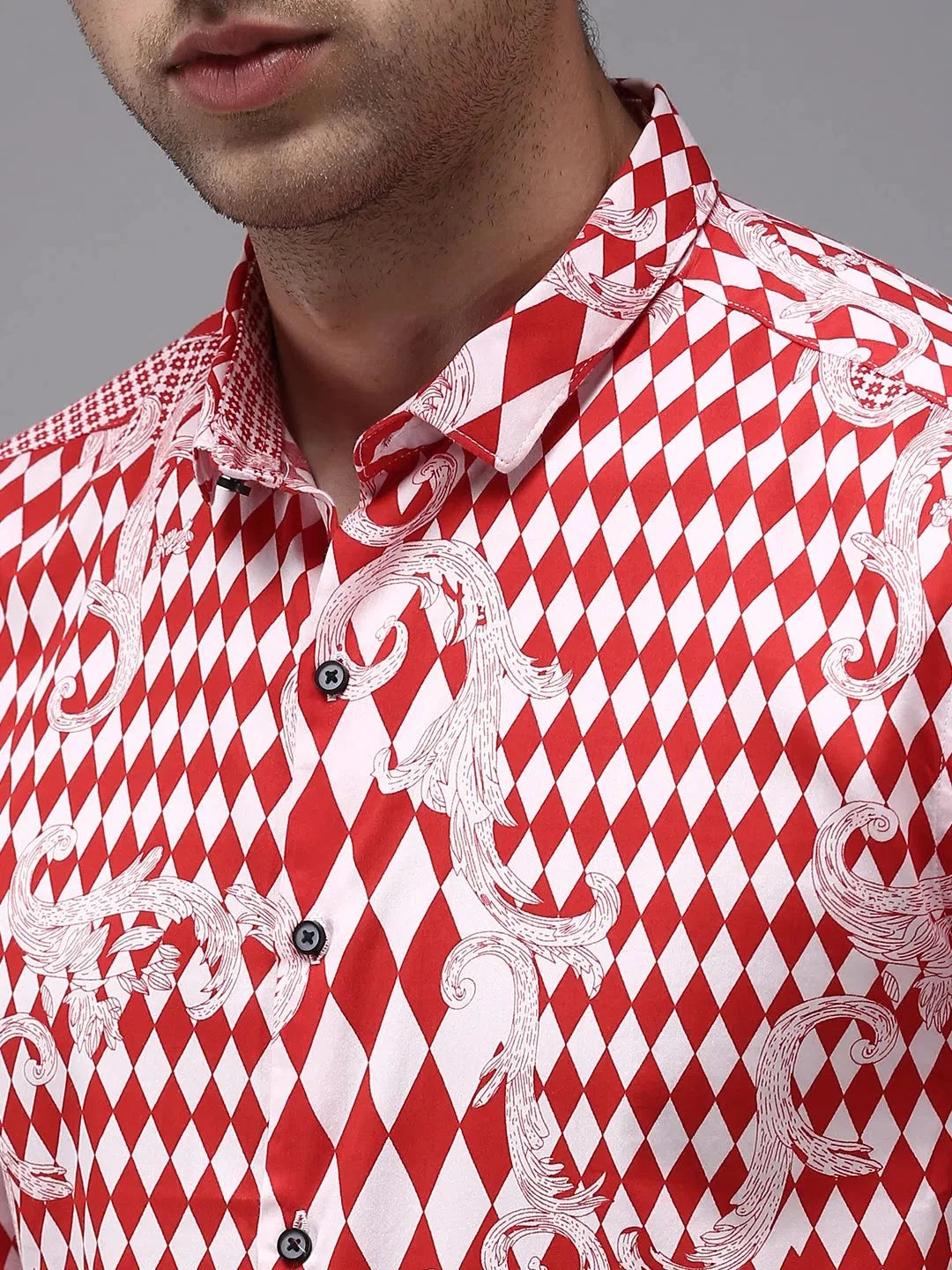 Trendy Red Printed Mens Shirt - Stylish Cotton Casual Shirts