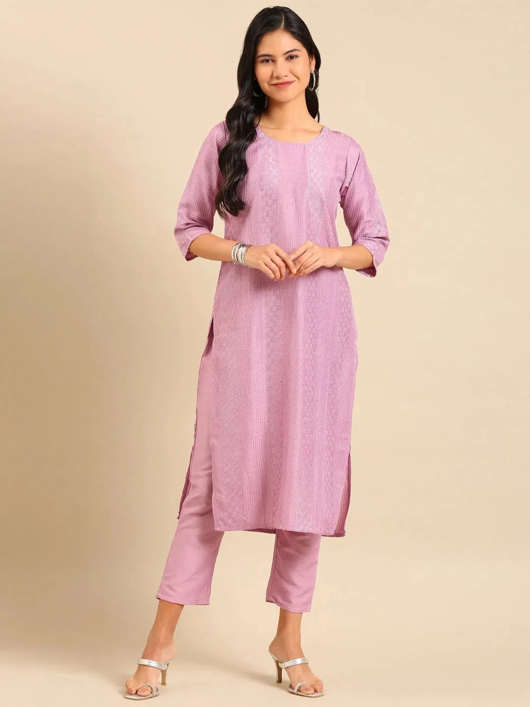 Lavender Embroidered Kurta Set | Women's Designer Kurta Sets