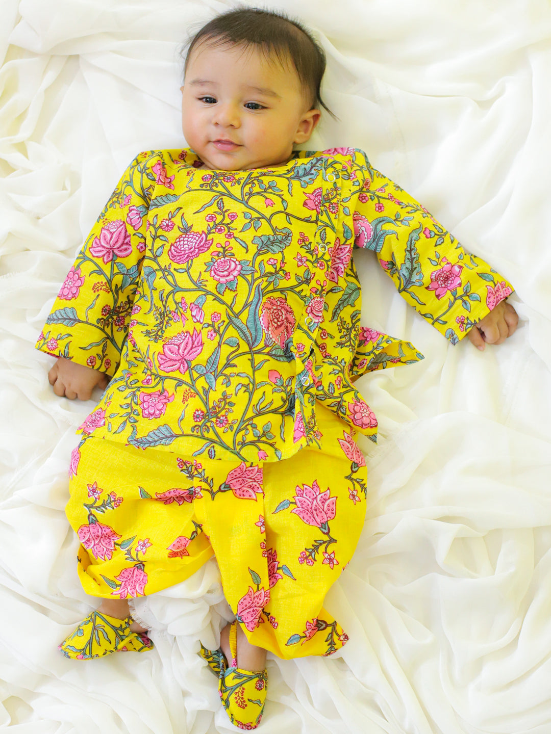 Pure Cotton Dhoti Kurta Set for Boys - Yellow | BS24IN66YWA | DesiQlo