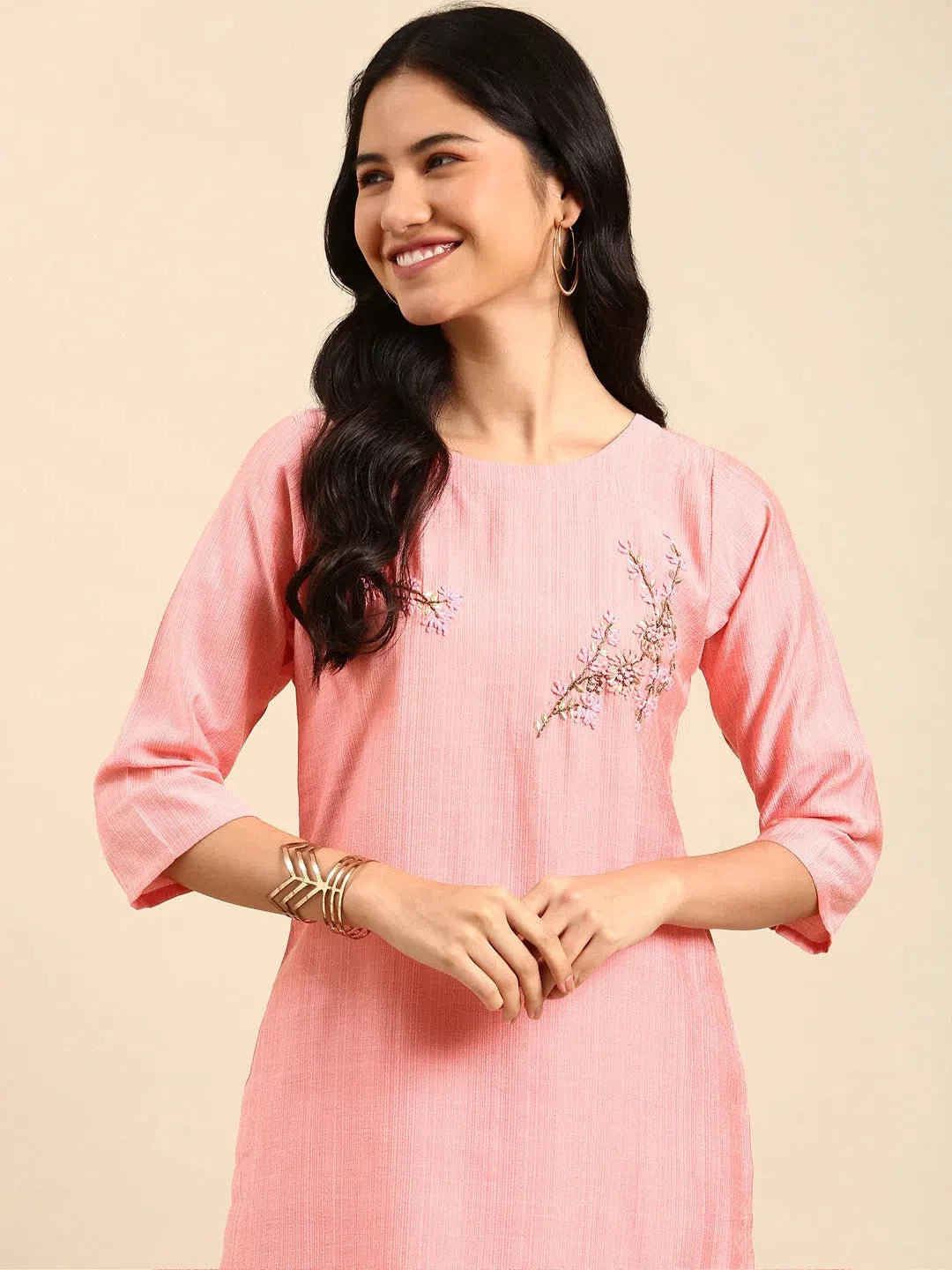 Peach Solid Women's Kurta Set | Cotton Indian Kurta Sets