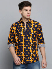 Men Orange Colourblock Casual Shirt-GRADEPRINT-4146-1-Orange