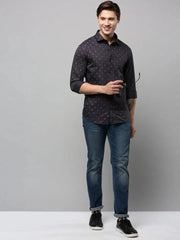Men Black Printed Casual Shirt-RTRPRINT-4841-Black