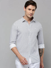 Men White Solid Casual Shirt-ELICAPRINT-4822-White