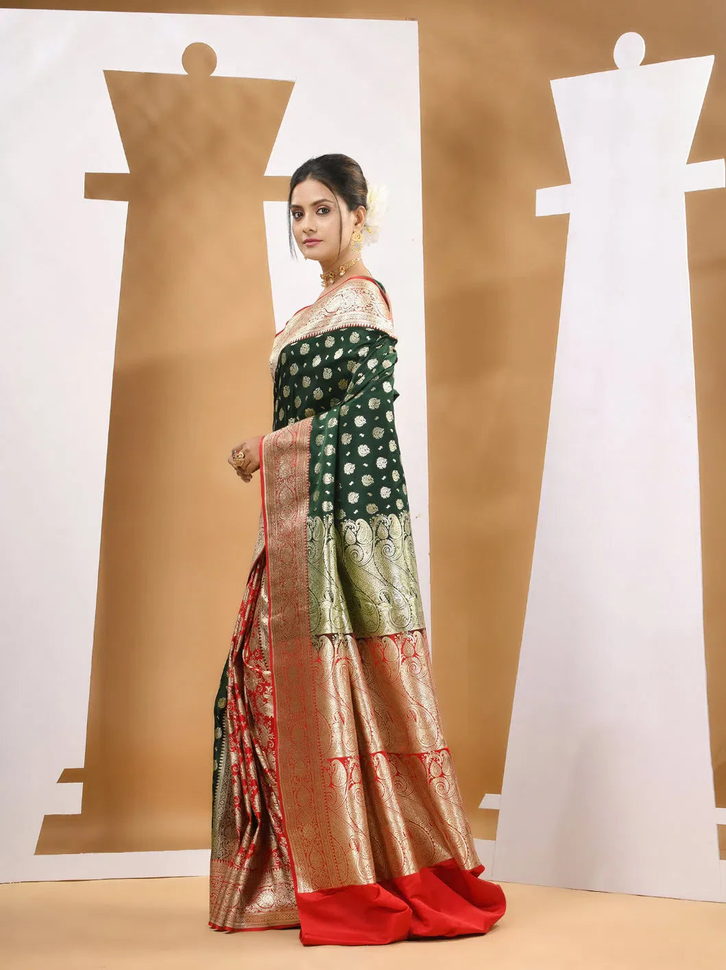 Deep Green Banarasi Silk Saree | Indian Wedding Sarees