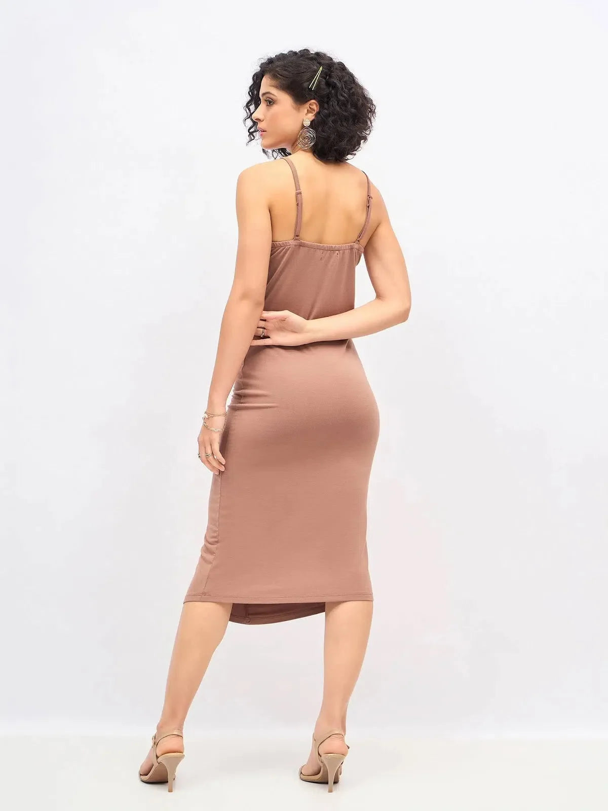 Brown Ruched Dress - Stylish Women's Western Outfit & Clothing