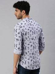 Men Lavender Printed Casual Shirt-STANDARDPRINT-1300-Lavender