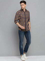 Men Navy Checked Casual Shirt-DALTONCHECKS-4088-Navyblue