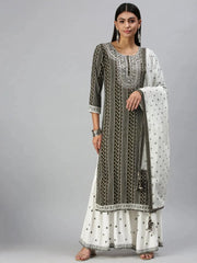 Women's Olive Printed Kurta SetsB32389-Olive