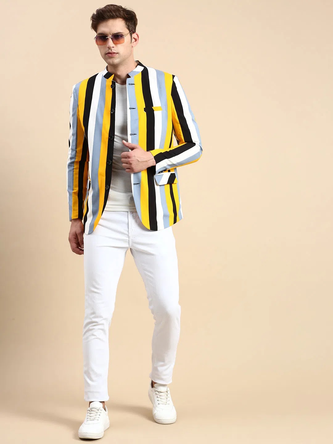 Men's Multi-Striped Party Blazer | Cotton Modi Jacket Style