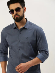 Men Blue Printed Casual Shirt-ATHERKNITS-4997-Blue
