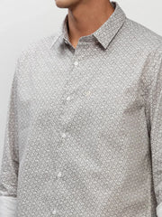 Men White Printed Casual Casual Shirts-YAYIN-1576-Offwhite