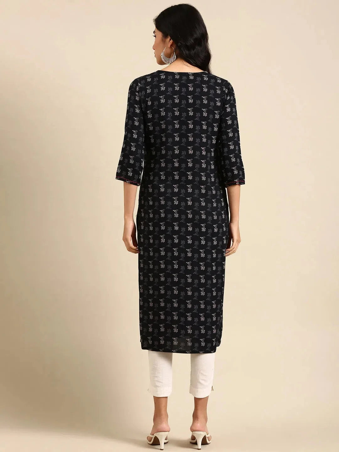 Black Printed Cotton Kurta | Women's Indian Kurta Collection
