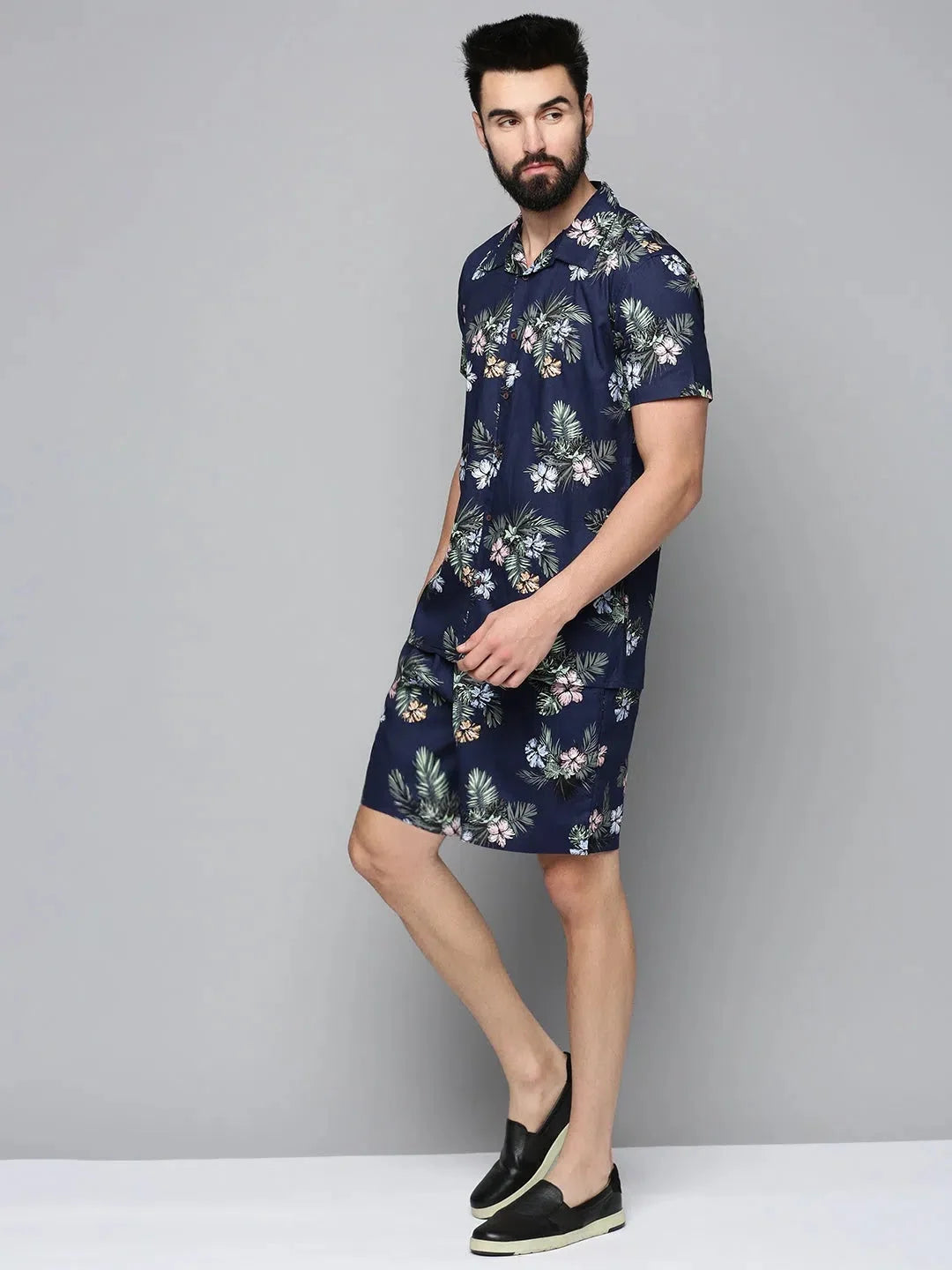 Navy Printed Mens Two Piece Sets - Casual Co Ord Set Online