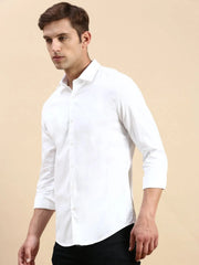 Men White Solid Casual Shirt-PARXPLAINDOBBY-3152-White