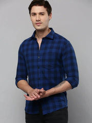 Men Blue Checked Casual Shirt-ABISHCHECKS-4058-Blue