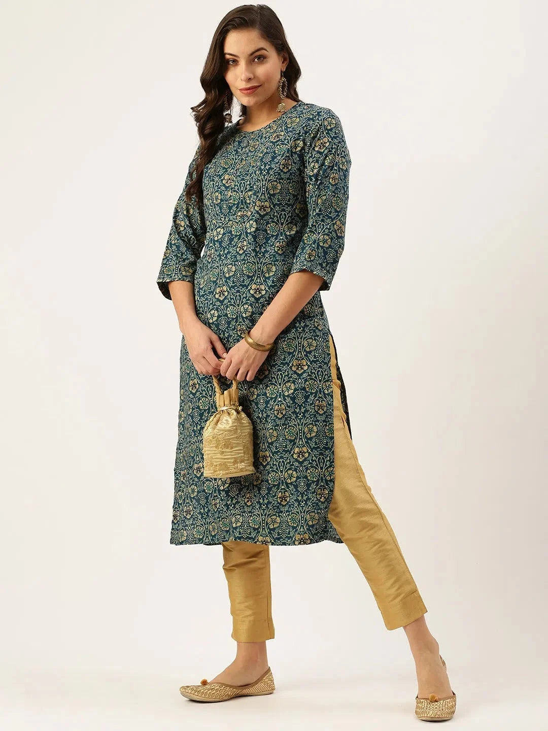 Blue Printed Indian Kurtas for Women: Stylish Cotton Kurta