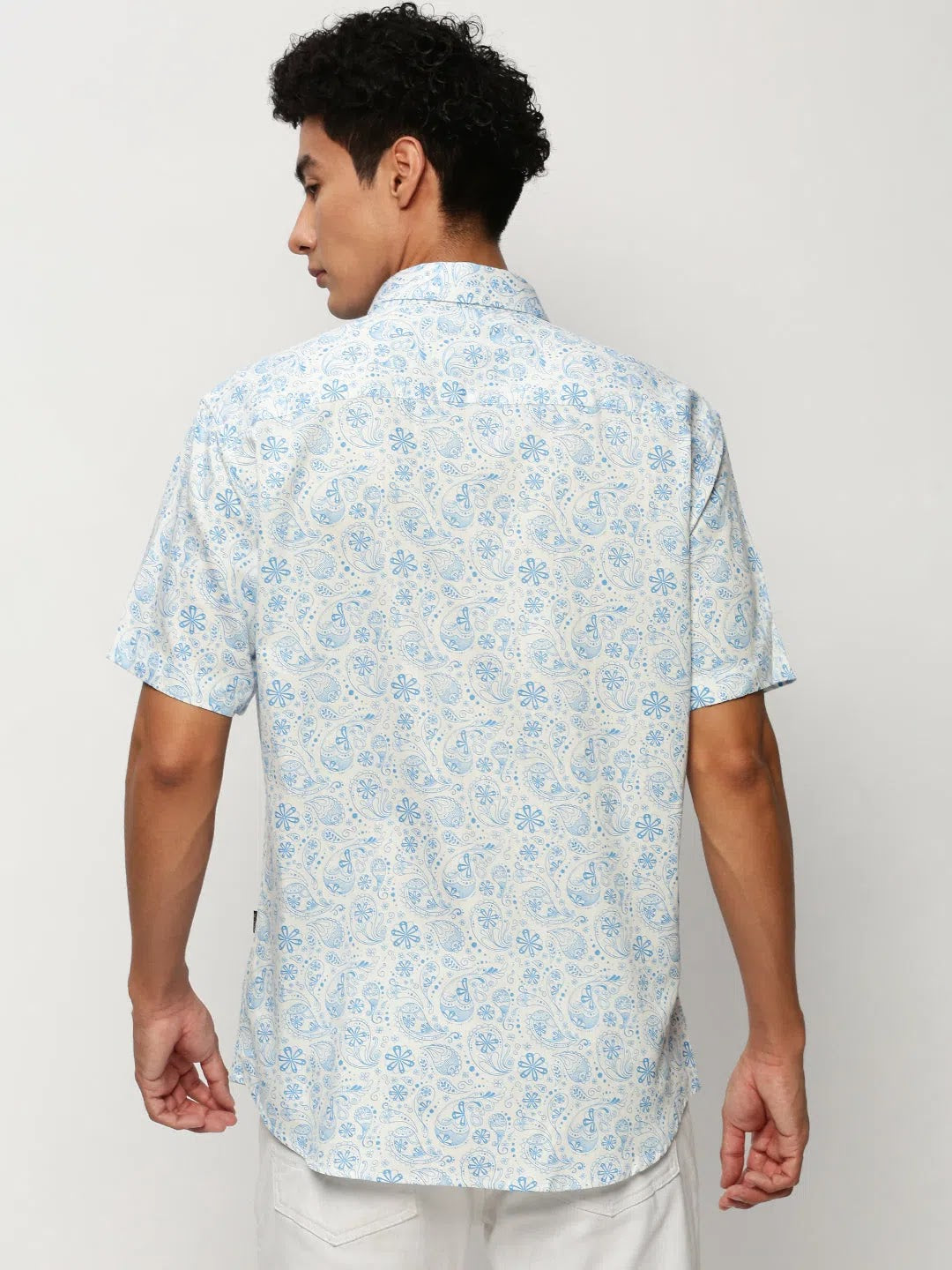 White Printed Mens Shirt - Cotton Beach Shirts | DesiQlo