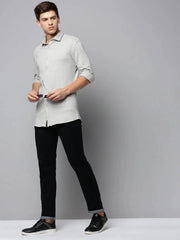 Men Grey Solid Casual Shirt-SAATVIKKNITS-4453-Greymelange