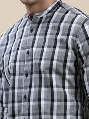 Men Grey Checked Casual Shirt-LAVINIA-9999-Grey