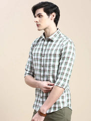 Men White Checked Casual Shirt-ALBACHECKS-73-White