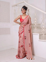 Hot Pink Cotton Saree With Nakshi Zari Borders-MA66BCT431600029