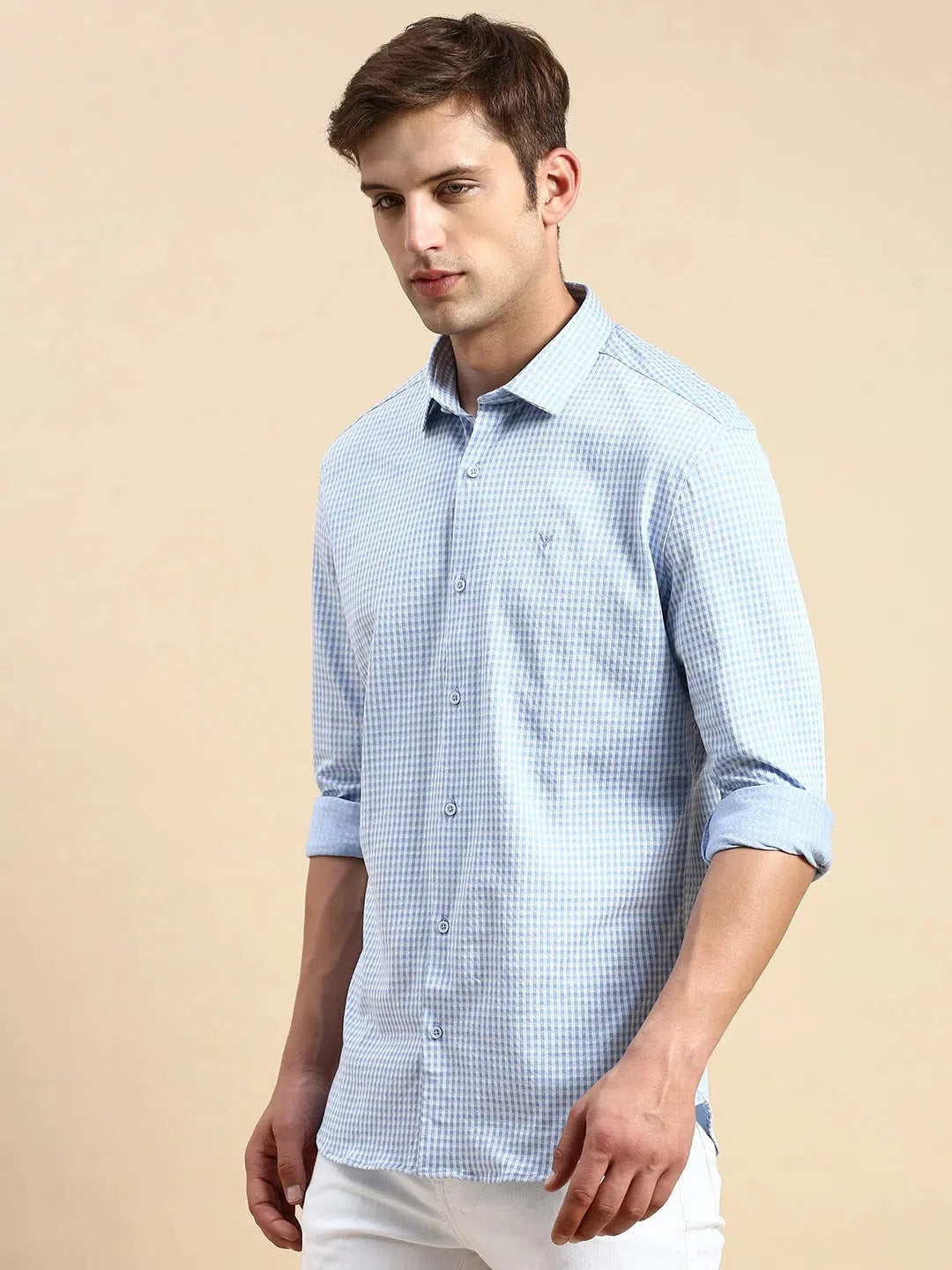 Blue Checked Mens Shirt | Cotton Casual Shirt - DesiQlo