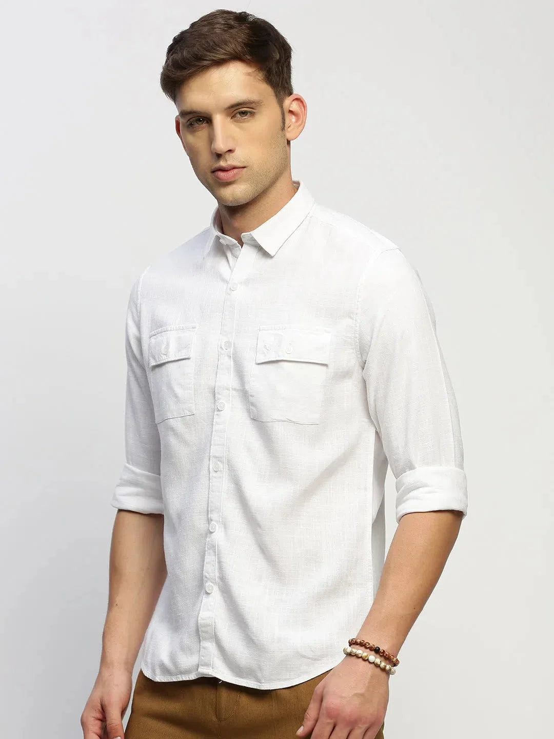 Trending Men's White Solid Cotton Shirt | DesiQlo Formal Shirts