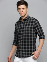 Men Black Checked Casual Shirt-DALTONCHECKS-4099-Black