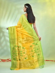 Off White Cotton Saree With Zari Borders-MA64BCT401190041