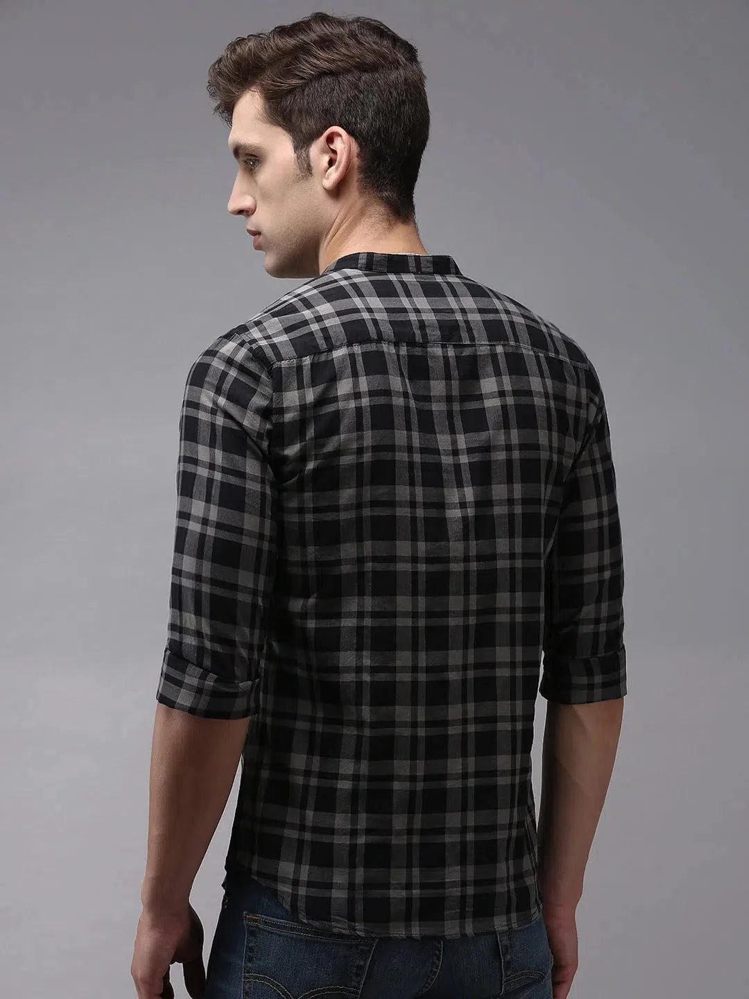Men's Black Checked Shirt - Casual Cotton Shirt | DesiQlo