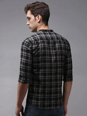 Men Black Checked Casual Shirt-WONDERCHECKS-1729-Black