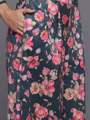 Floral Print Velvet Tunic With Palazzos-AHTUPZ-COMBO-1028