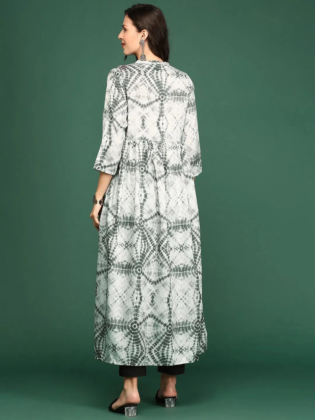 Silver Tie Dye Anarkali Kurti | Anarkali Suits for Women Online