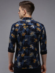 Men Blue Printed Casual Shirt-PARKERPRINT-1558-Navyblue