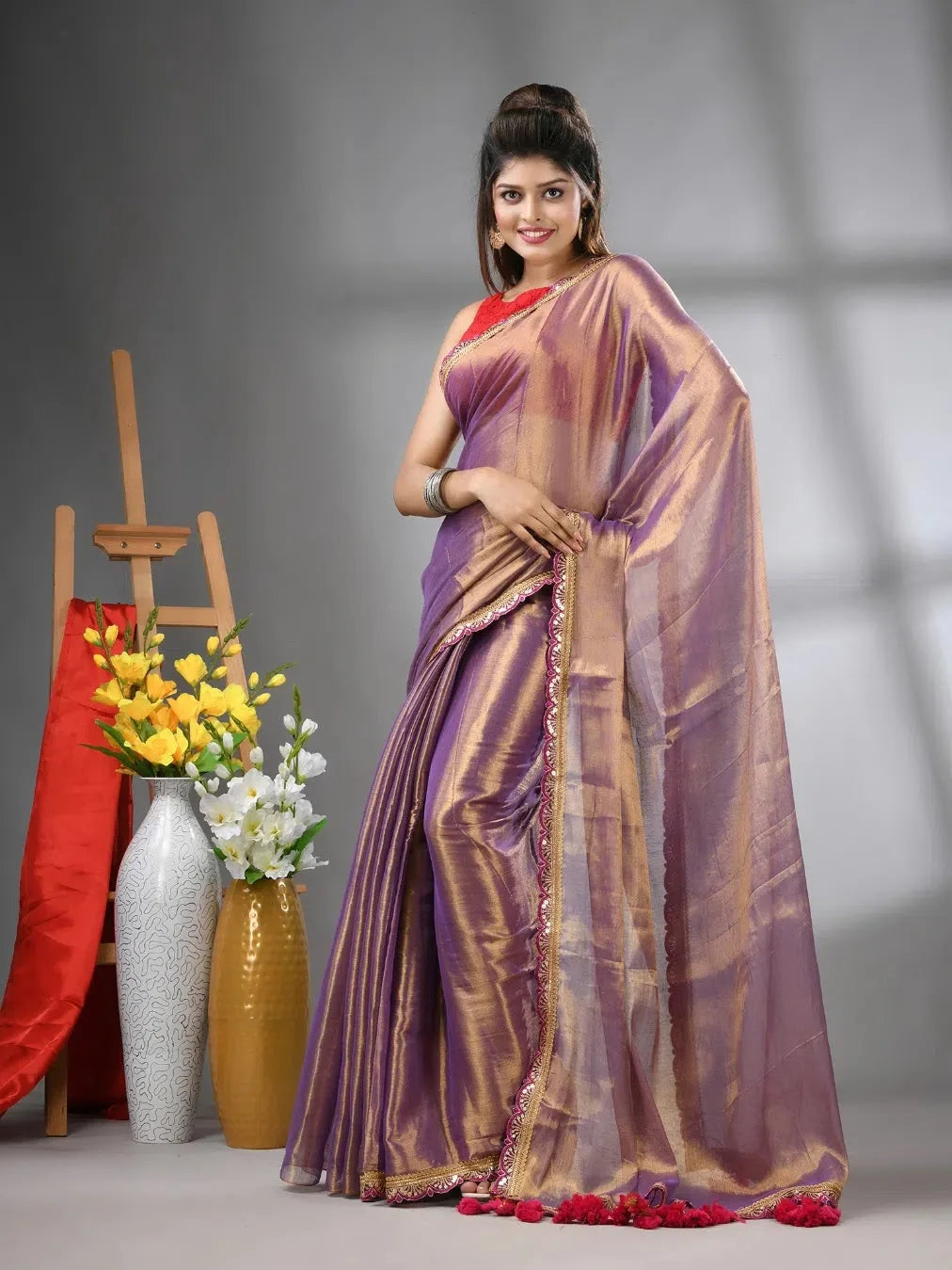 Purple Cotton Tissue Saree | Designer Sarees India