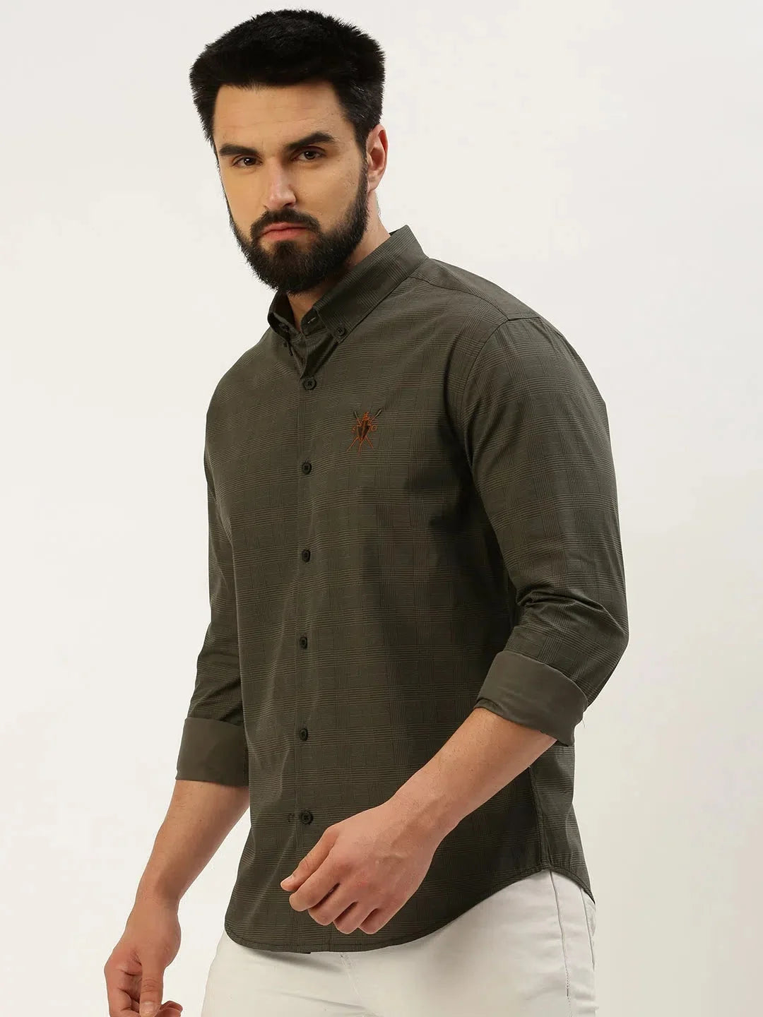 Grey Checked Cotton Mens Shirt - Casual & Stylish | DesiQlo