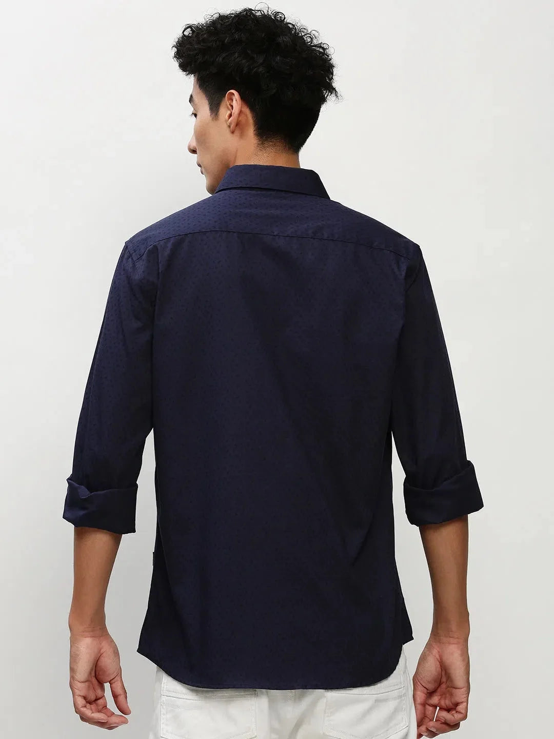 Men's Navy Printed Shirt - Casual Cotton Printed Shirt Online