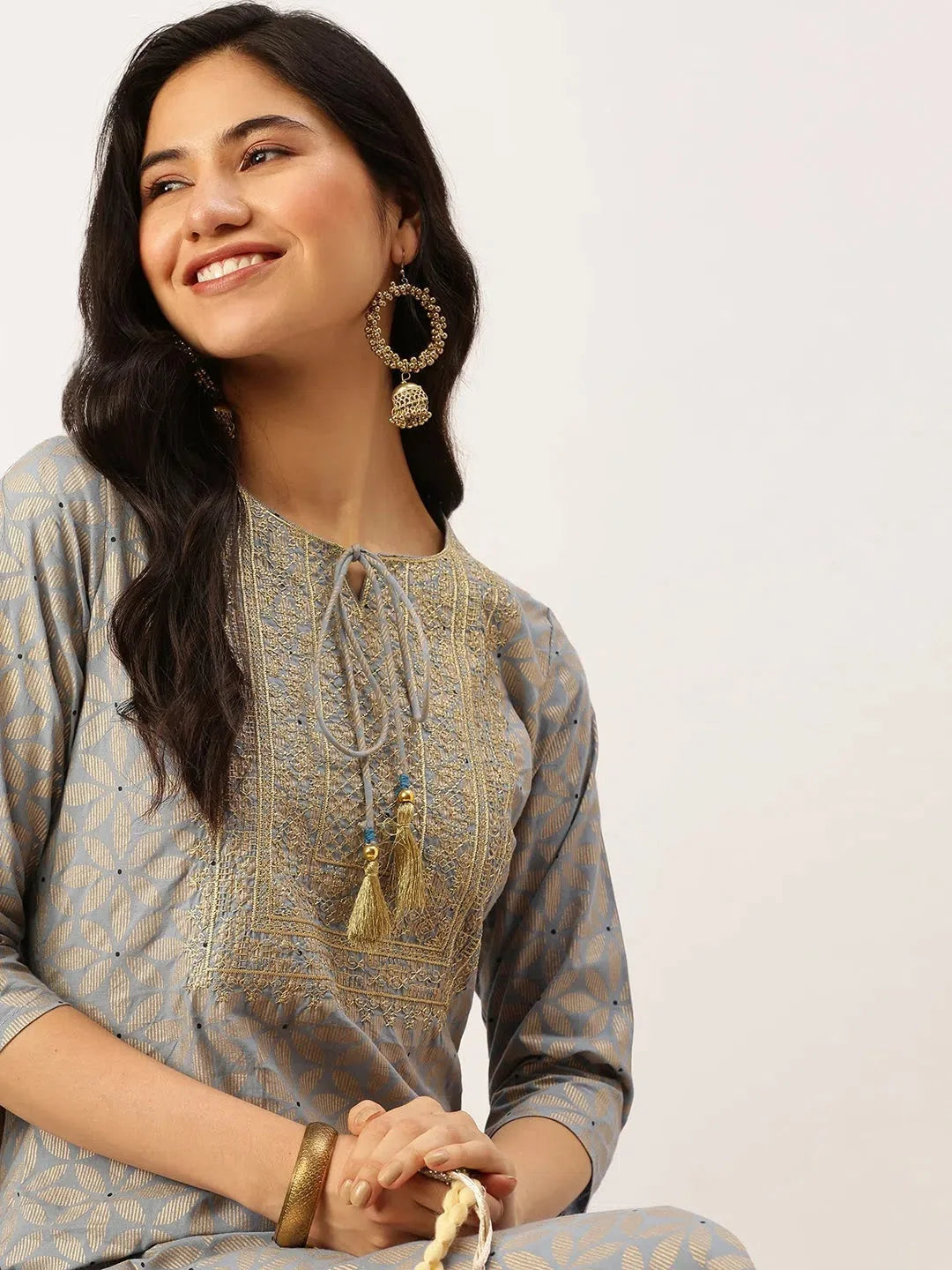 Blue Printed Straight Kurta for Women | Indian Kurta Online