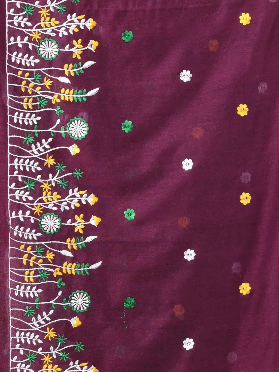 Embroidered Cotton Saree: Burgundy Indian Sari | Designer Sare...