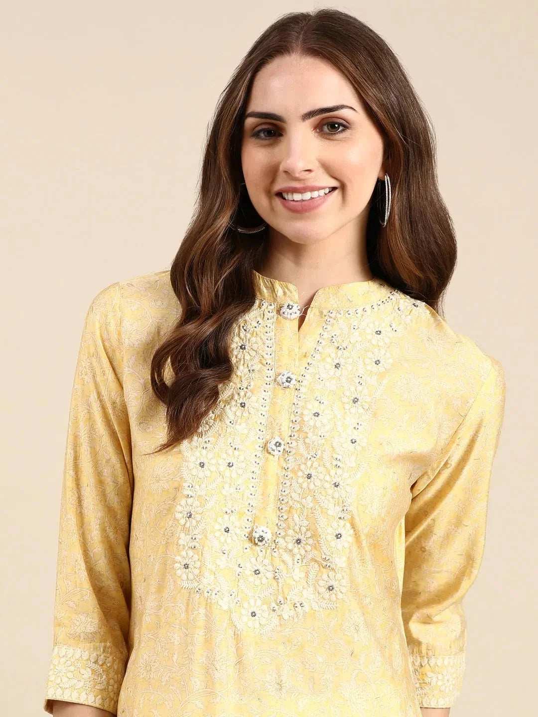Yellow Embroidered Kurta - Stylish Indian Kurta for Women