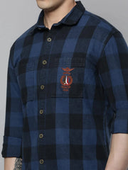Men Blue Checked Casual Shirt-RUGGEDCHECKS-4177-Blue