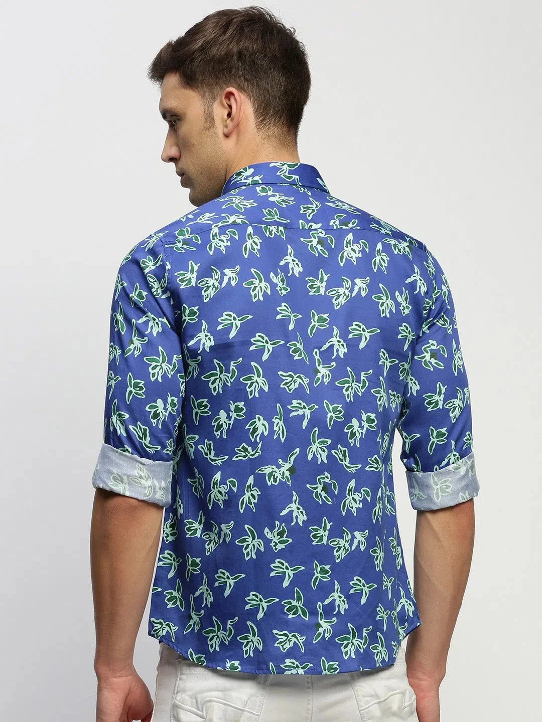 Shop DesiQlo Men's Blue Floral Cotton Shirt - Printed Shirts