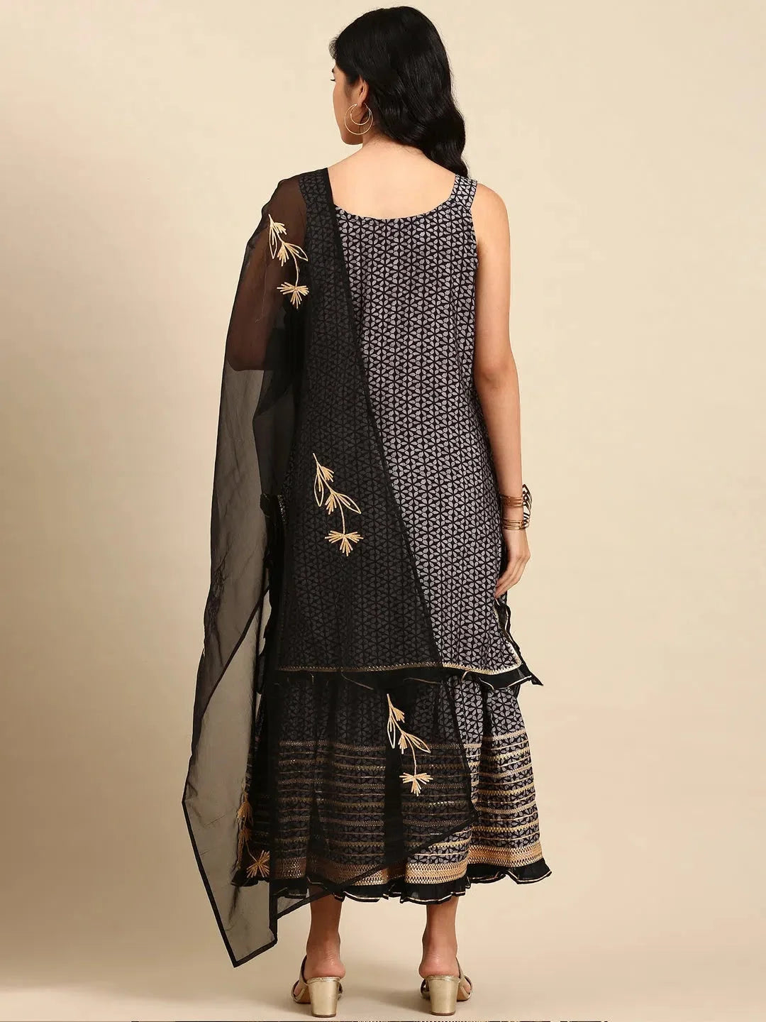 Black Geometric Print Kurta Sets | Cotton Kurta Sets