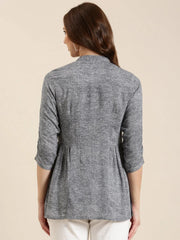 Women Grey Solid A-Line Kurti-DW-1086-Grey