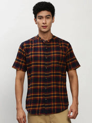 Men Navy Checked Casual Casual Shirts-RORACHECKS-91-Navyblue