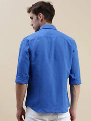 Men Blue Solid Casual Shirt-SWALLOW-1763-Blue